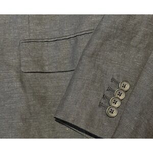 Banana Republic Blazer Linen Cotton Blend Navy Blue Jacket 42R Tailored Fit‎